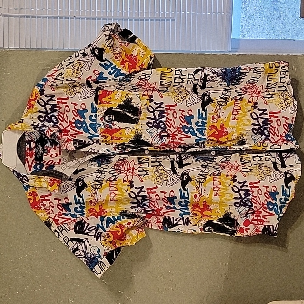Eighty Eight men's graffiti button up shirt XL